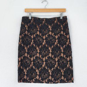 Talbots Skirt Womens 8 Petites Black Nude Beaded Pencil Straight NEW Classic
